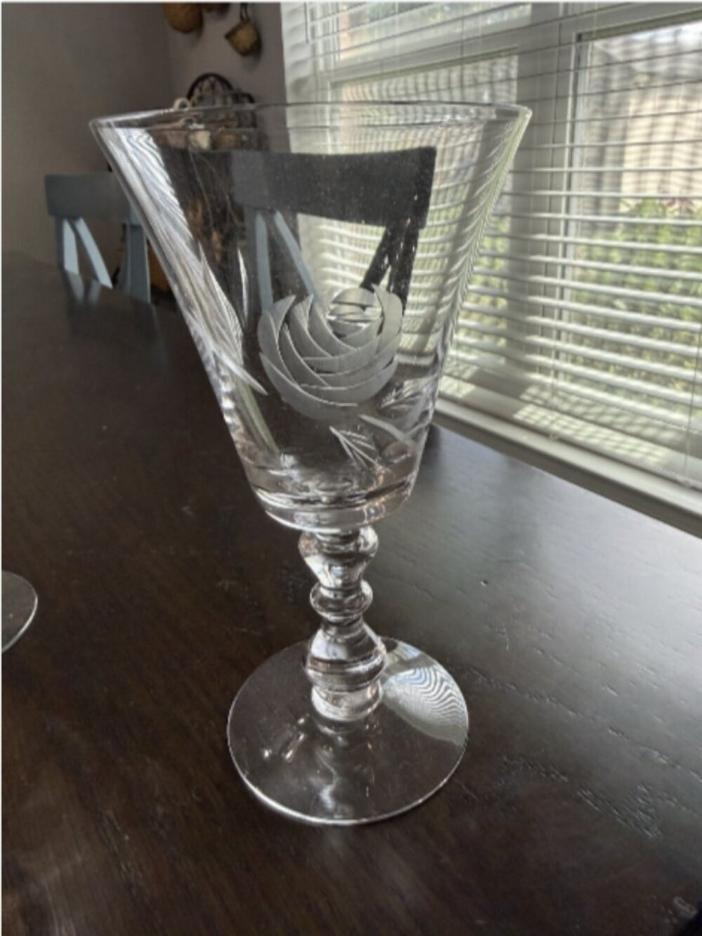 Set of 8 Vintage Fostoria Rose Etched Crystal Goblets